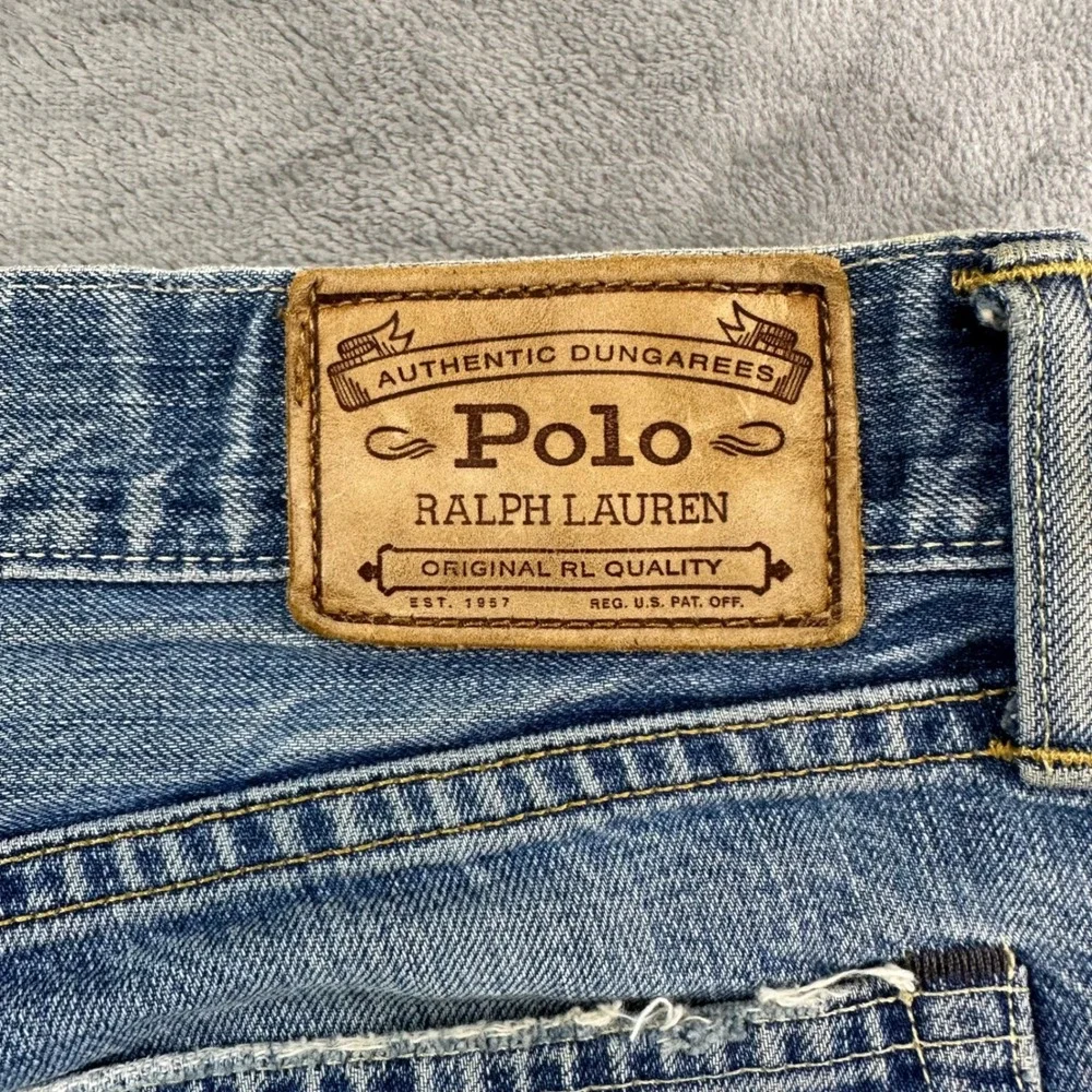 Vintage Polo Ralph Lauren Hampton Straight Jeans Mens 34x30 Blue Distressed